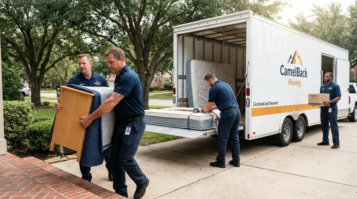 Crew loading residential truck for cross-state move from Satsuma, AL