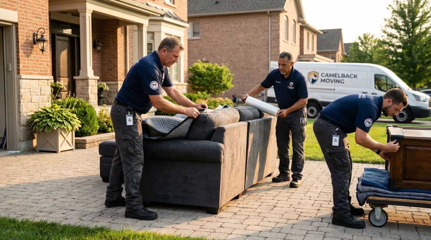 Large estate moving crew wrapping furniture in Satsuma, AL